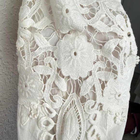 Cami Nyc Womens White Floral Appliqué Long Sleeve Cotton Carolina Mini Dress XS - Picture 5 of 16